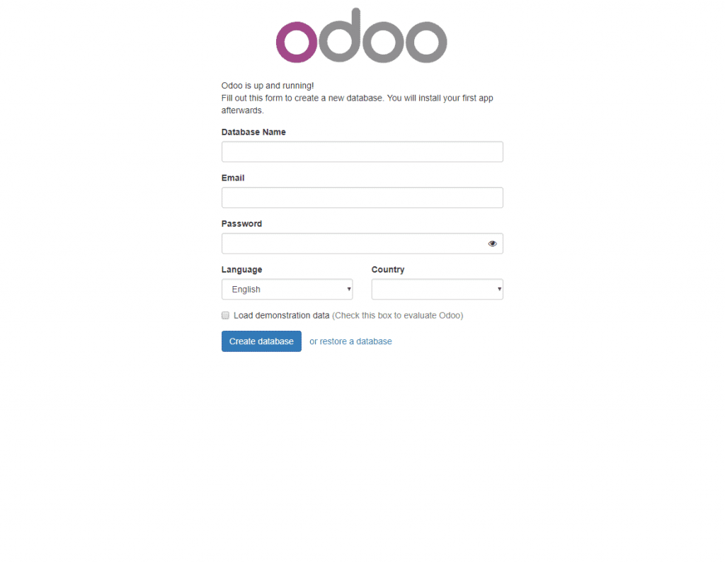 Odoo 초기 화면