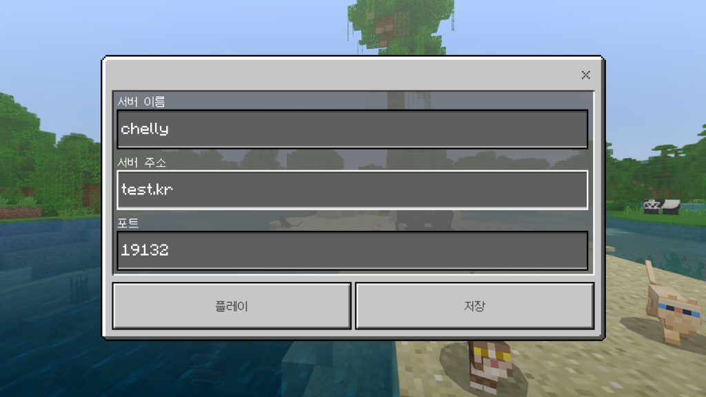 서버 정보 입력