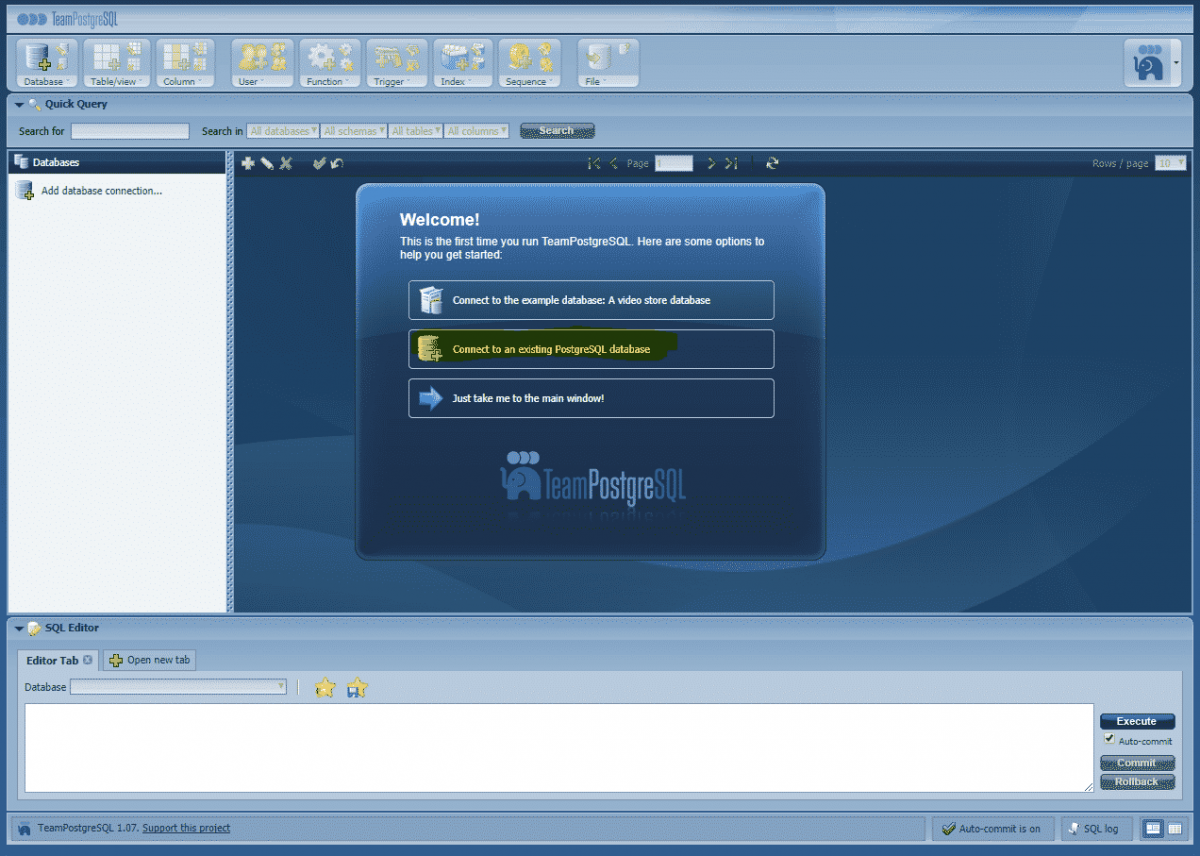 TeamPostgreSQL 로그인